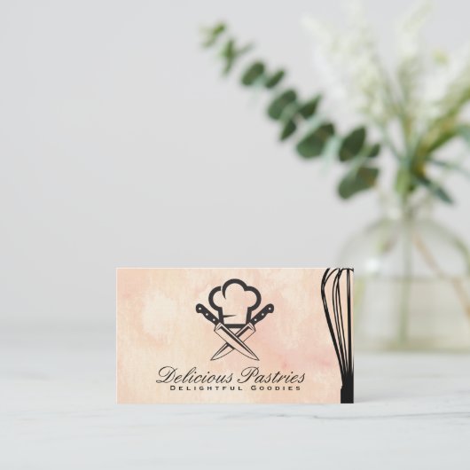 ウィスクとシェフハットナイフ 名刺 (スタンド正面)