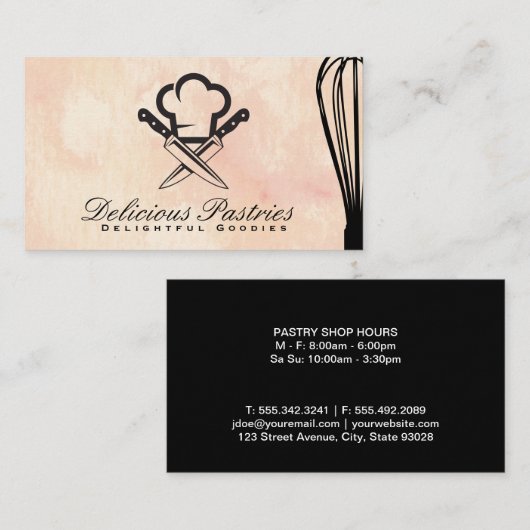 ウィスクとシェフハットナイフ 名刺 (正面/裏面)