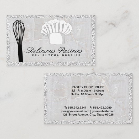 ウィスクとシェフハット | 大理石 名刺 (正面/裏面)