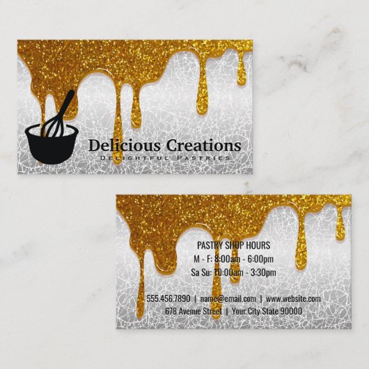 ウィスクアイコン |金ゴールドグリッタードライブ 名刺 (正面/裏面)