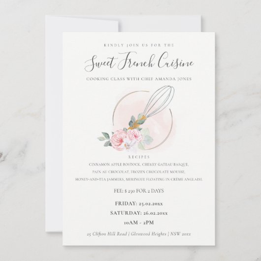 ウィスクウッドフローラベーカリー料理クラス招待状 サンキューカード (正面)