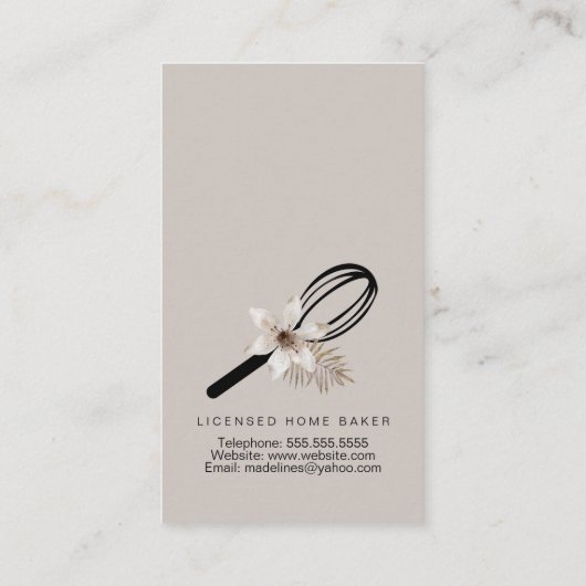 ウィスクエレガントホワイトフローラベーカリー 名刺 (裏面)