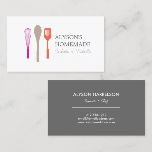 ウィスクスプーンへらロゴIIIベーカリー、ケータリング 名刺 (正面/裏面)