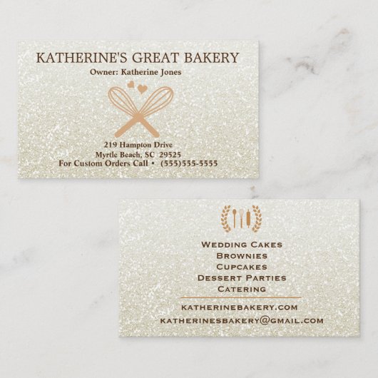 ウィスクスラブグリッターベーカリー名刺 名刺 (正面/裏面)