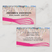 ウィスクツール |金ゴールドグリッターきらめくドリップ 名刺 (正面/裏面)