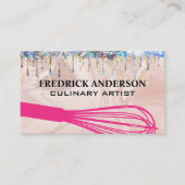 ウィスクツール |金ゴールドグリッターきらめくドリップ 名刺 (正面)