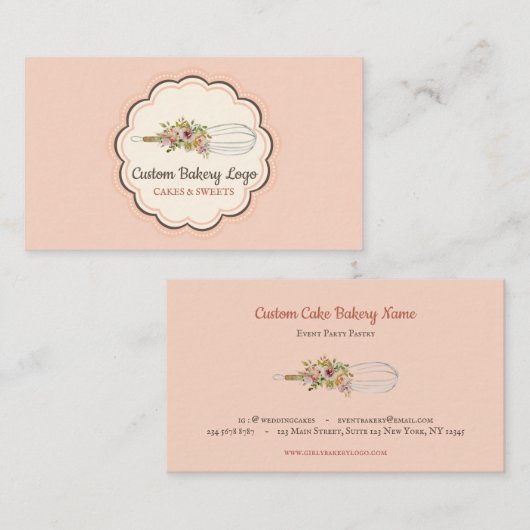 ウィスクフラワーベーカーショップ調理師レシピ 名刺 (正面/裏面)