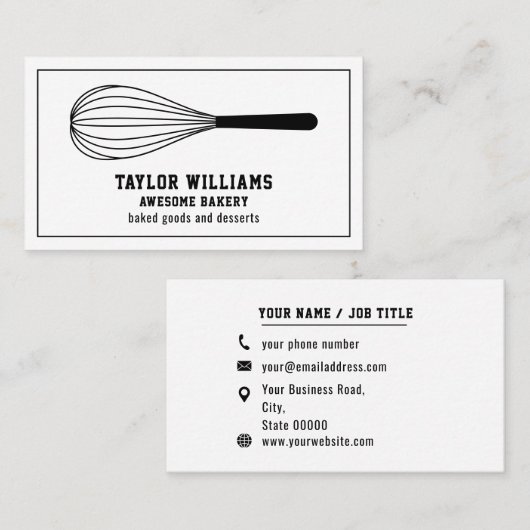 ウィスクベーカリーベイクショップベイカーベーキンググッズ焼いた 名刺 (正面/裏面)
