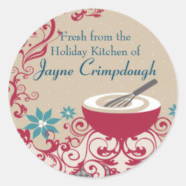 ウィスクミキシングボウルのクリスマスの休日の食品ラベル ラウンドシール