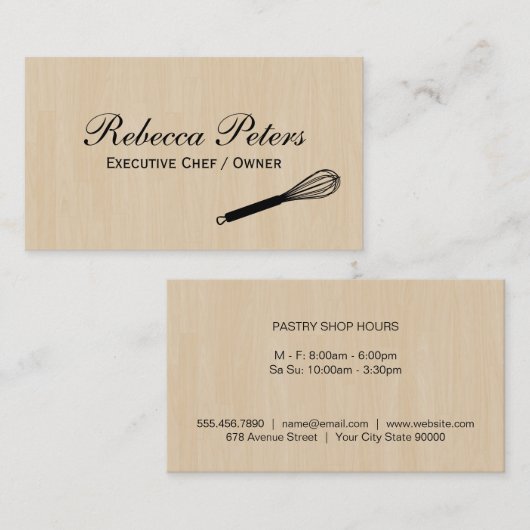ウィスク変動 |料理マスター |木目 名刺 (正面/裏面)