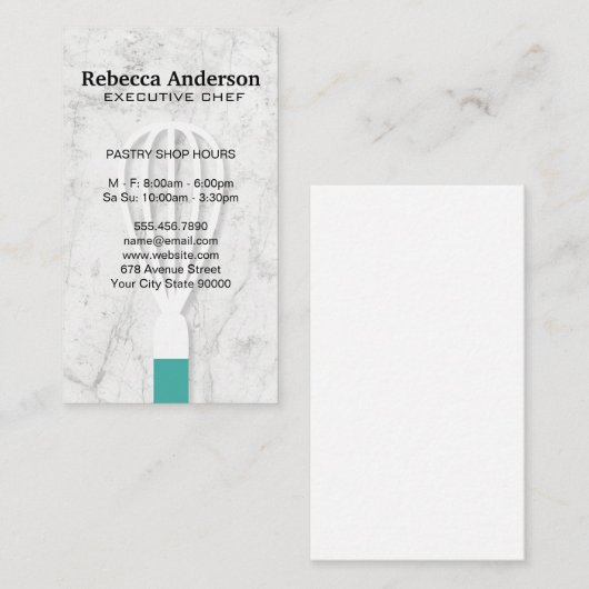 ウィスク大理石の背景 | Chef 名刺 (正面/裏面)