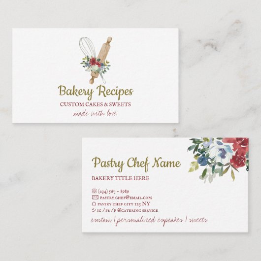 ウィスク転がのピンホームメイドベーカリーシェフ 名刺 (正面/裏面)