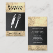 ウィスク転がのピン料理マスターラックス金ゴールドテクスチャ 名刺 (正面/裏面)
