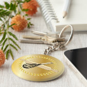 ウィスク転が&ズピンベーキング恋人の金ゴールドローレル キーホルダー (側面)