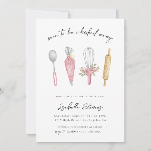 ウィスク遠くにベーキングブライダルシャワー 招待状 (正面)