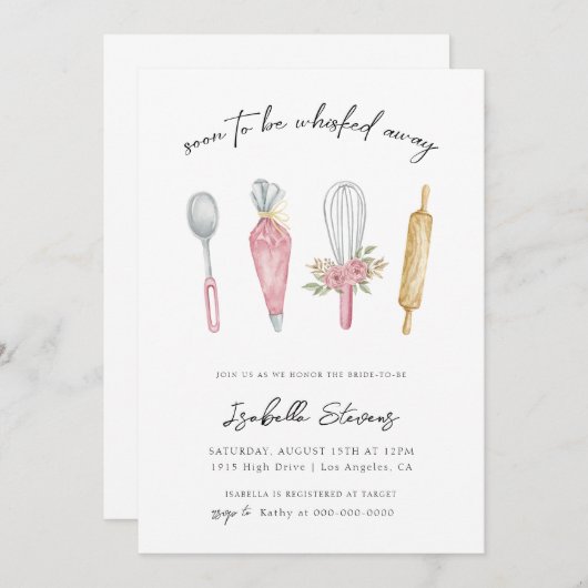 ウィスク遠くにベーキングブライダルシャワー 招待状 (正面/裏面)