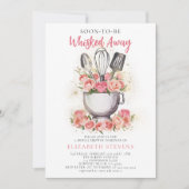 ウィスク遠くにベーキングミキサーボウルバラブライダルシャワー 招待状 (正面)