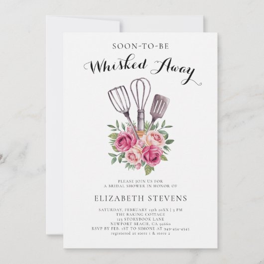 ウィスク遠くにベーキング料理キッチンブライダルシャワー 招待状 (正面)