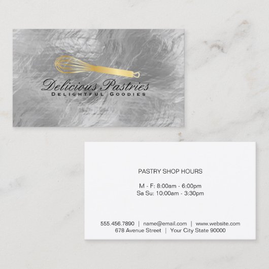 ウィスク金ゴールド料理の金属光沢 名刺 (正面/裏面)