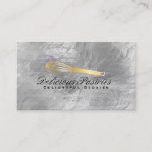 ウィスク金ゴールド料理の金属光沢 名刺 (正面)