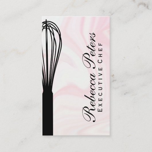 ウィスク |ピンクの大理石背景 名刺 (正面)