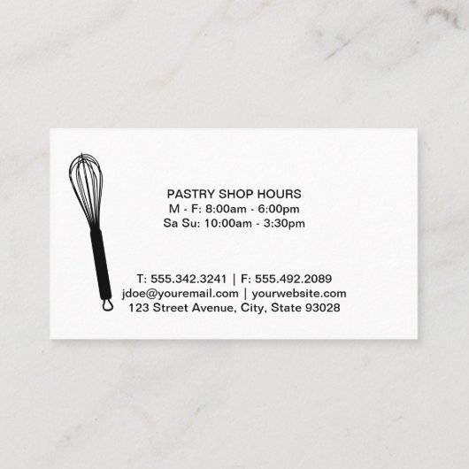 ウィスク |料理芸術 |金属金ゴールドトリム 名刺 (裏面)