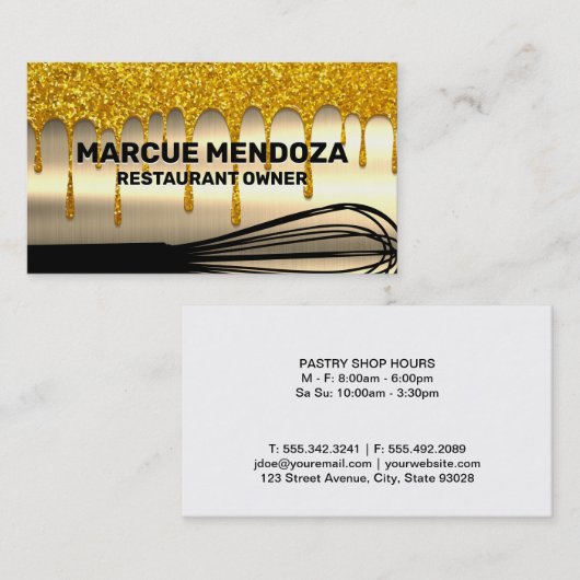 ウィスク |金ゴールドドライブ |メタリック金ゴールド 名刺 (正面/裏面)