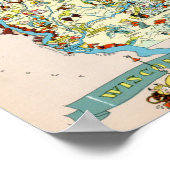 ウィスコンシンおもしろいヴィンテージ地図 ポスター (角)