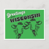 ウィスコンシンとヴィンテージ牛のスケッチ ポストカード (正面)