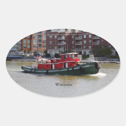 ウィスコンシンのステッカー 楕円形シール (正面)