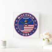 ウィスコンシンのステッカー、電話ケース、トートバッグ スクエア壁時計 (ホーム)