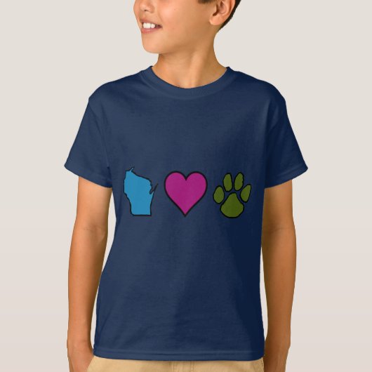 ウィスコンシンのハート動物 Tシャツ (正面)