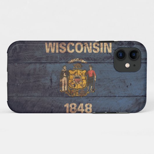 ウィスコンシンの古い木の旗 Case-Mate iPhoneケース (裏面(横))