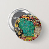 ウィスコンシンの地図および事実 缶バッジ (正面&裏面)