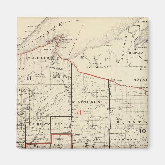 ウィスコンシンの地図 マグネット (正面)