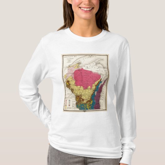 ウィスコンシンの地質地図 Tシャツ (正面)