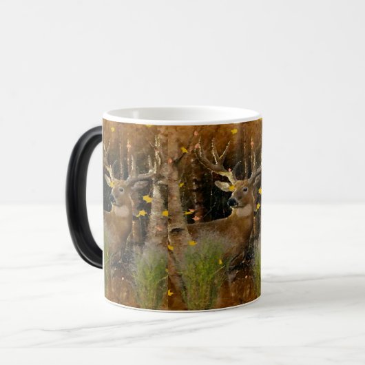 ウィスコンシンの大金のオジロ鹿シカの署名のマグ モーフィングマグカップ (正面左)