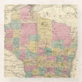 ウィスコンシンの州の地図 ガラスコースター (正面)