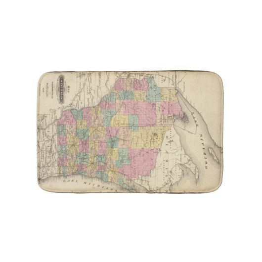 ウィスコンシンの州の地図 バスマット (正面)