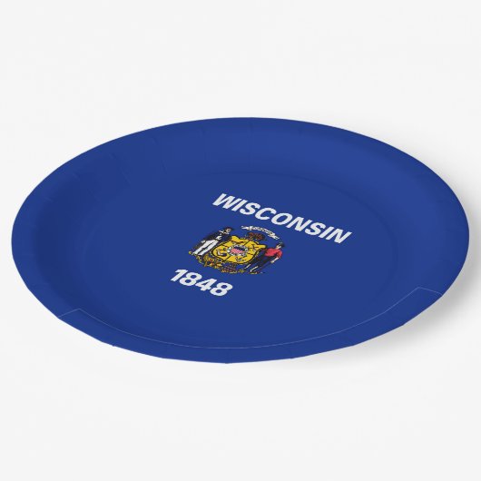 ウィスコンシンの州の旗のデザイン ペーパープレート (アングル)