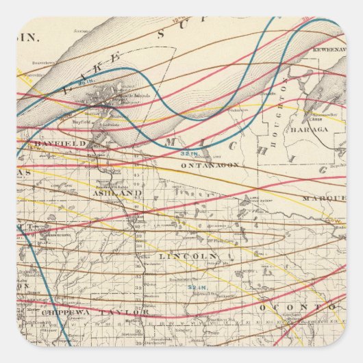 ウィスコンシンの気候学的地図 スクエアシール (正面)
