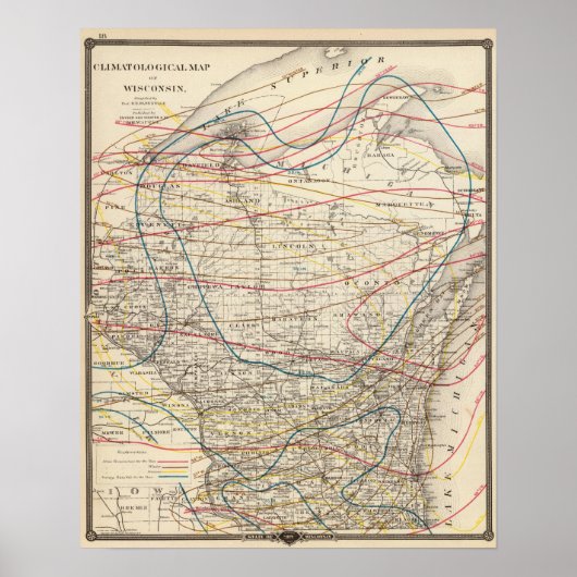 ウィスコンシンの気候学的地図 ポスター (正面)