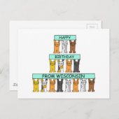 ウィスコンシンの猫ハッピーバースデー ポストカード (正面/裏面)