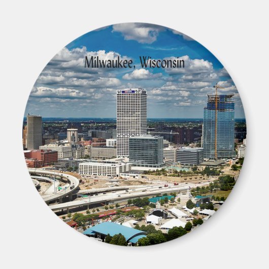 ウィスコンシンの町並み、ミルウォーキー マグネット (正面)