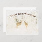 ウィスコンシンの白によって後につかれるシカへの水彩画の歓迎 ポストカード (正面/裏面)
