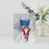 ウィスコンシンの看板を持つサンタクロース シーズンポストカード (スタンド正面)