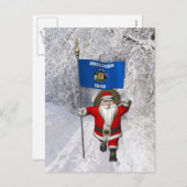 ウィスコンシンの看板を持つサンタクロース シーズンポストカード (正面/裏面)