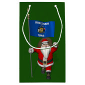 ウィスコンシンの看板を持つサンタクロース スモールペーパーバッグ (裏面)