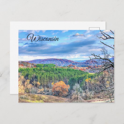 ウィスコンシンの秋の景色の眺めの郵便はがき ポストカード (正面/裏面)