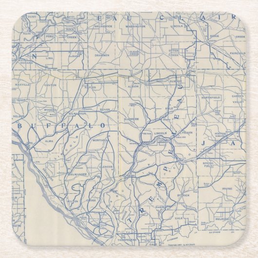 ウィスコンシンの自転車の道路図6 スクエアペーパーコースター (正面)